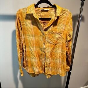 Sonoma Orange and white button down plaid size medium